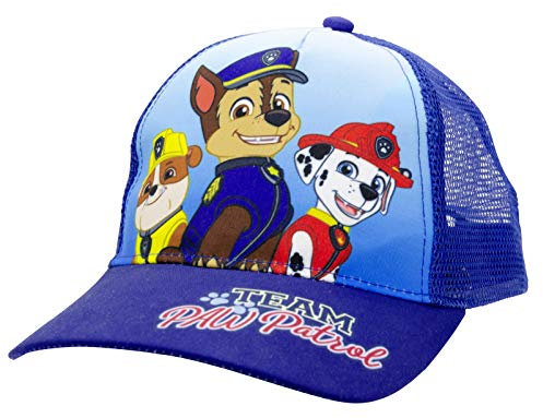 United Labels Paw Patrol Cap für Kinder, Team Chase Marshall Rubble, Blau, Basecap verstellbar, Kappe für Jungen und Mädchen