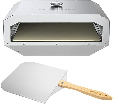only fire Mimiuo Kit de horno portátil para barbacoa con piedra de pizza de 33 cm y cáscara de pizza plegable, horno de pizza a gas de acero inoxidable para cocina de gas interior y estufa de