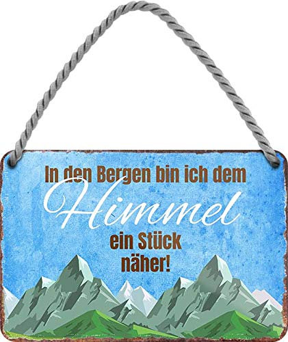 schilderkreis24 Blechschilder Kollektion 18x12cm – Lustige & inspirierende Sprüche zu Bergen, Wandern & Skifahren -Deko & Geschenkideen: (In den Bergen Bin ich Himmel)