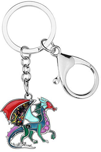 WEVENI Emaille Dragons Schlüsselanhänger Dinosaurier Drache Schlüsselring Mode Schmuck für Damen Frauen Mädchen Tasche Auto Brieftasche Charms (Mehrfarbig)