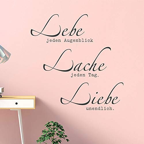 KLEBEHELD® Wandtattoo Lebe jeden Augenblick, Lache jeden Tag, Liebe unendlich | Spruch Wohnzimmer | Farbe gold, Größe 58x60cm