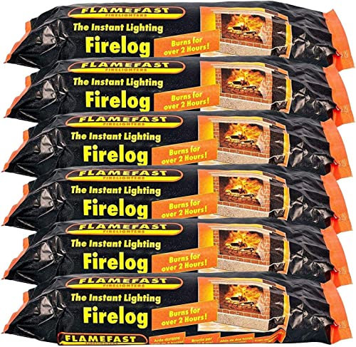 Flamefast Instant Light Smokeless Fire Logs - Case of 24 Logs