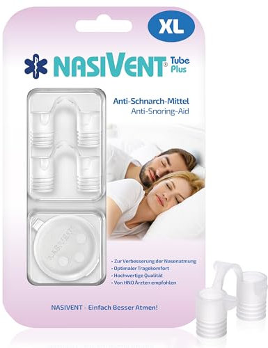 NASIVENT Tube Plus (XL) – 2er-Set Nasendilatatoren aus Silikon gegen Schnarchen & für bessere Nasenatmung – mit Aufbewahrungsbox & Haltezapfen