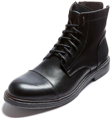 BRITISH PASSPORT - Stivaletti Derby Invernali da Uomo in Vera Pelle Soletto in Memory Foam - Suola in Cuoio - Taglia 42, Nero - Made in Italy
