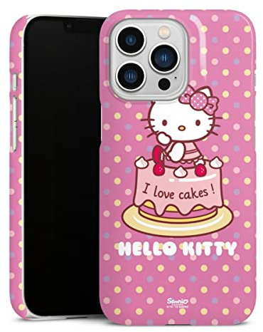 DeinDesign Premium Case kompatibel mit Apple iPhone 13 Pro Smartphone Handyhülle Schutzhülle glänzend Geburtstag Hello Kitty Kuchen