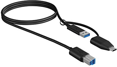 ICY BOX Cable USB-B to USB-A & USB-C 1m black