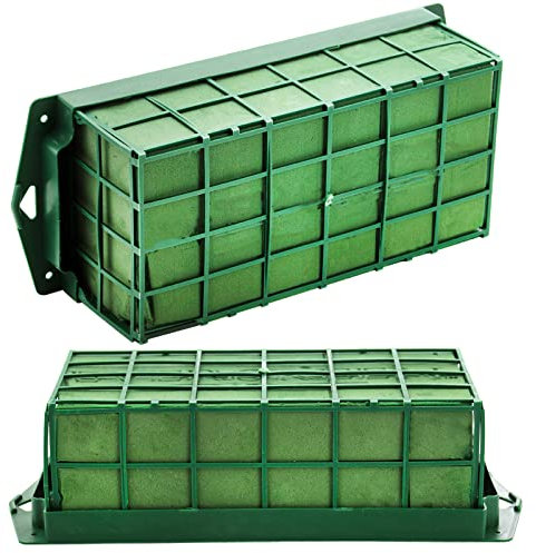 Lyellfe 2 Pieces Floral Foam Cage, Rectangular Flower Foam Holder, Flower Arrangement Mud for DIY Fresh or Artificial Flowers, Table and Wedding Centerpieces, 9.5''L x 3''W