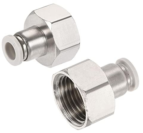 sourcing map Lot de 2 raccords à pousser pour connecter 1/2PT filetage femelle pour tube OD de 8 mm en cuivre nickelé