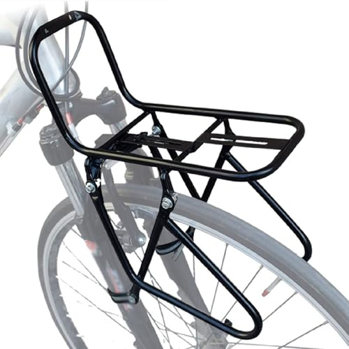 Bicycle Front Rack, Aluminum Alloy Luggage Touring Carrier Racks 15KG Capacity Mountain Road Bike Pannier Rack Cycling Equipment Stand Footstock for Cargo Luggage Picnic Carrier Rack,Black 2