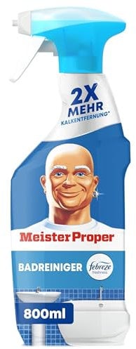 Meister Proper Badreiniger mit Febreze Frische 800ml, Entfernt bis zu 100 Prozent der Seifenrückstände und Kalkablagerungen