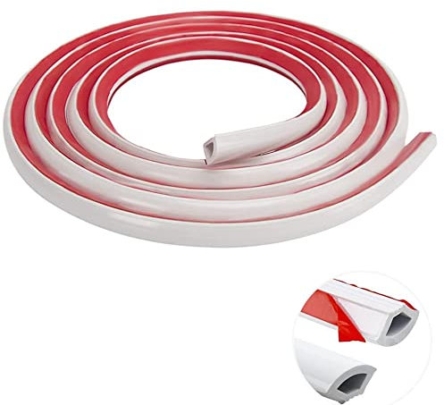 Moulures Flexibles Auto-adhésive PVC Plinthe Souple Quart de Rond Moulure de Plafond Garniture de Moulage Bande de Calfeutrage pour Plafond Bords de Murs(Blanc, 3 mètres)