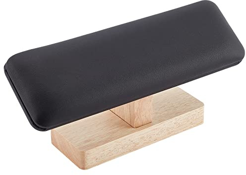 NBEADS Wooden Watch Display Stand, T-Bar Bracelet Holder PU Leather Jewelry Organizer Holder Removable Bangle Pendants Anklet Tower Rack for Home Use, Retail Display Selling, Black, 19.5x5x8.9cm