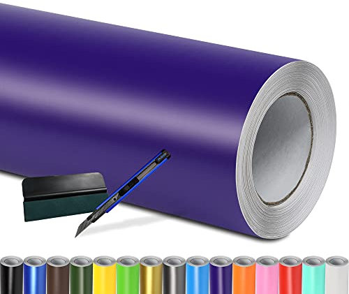Folindo® Autofolie Lila Matt (12€/m²) | 200 x 152 cm | + Rakel & Cutter | Selbstklebende Luftkanal Folie zur Auto Folierung | Blasenfrei