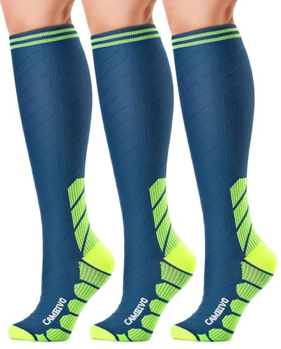 CAMBIVO CS60 Kompressionsstrümpfe Damen Herren 3 Paar, Stützstrümpfe, Compression Socks, Kompressionssocken, Thrombosestrümpfe für Erholung, Laufen, Reise, Shifahren, Schwangerschaft, Alltag