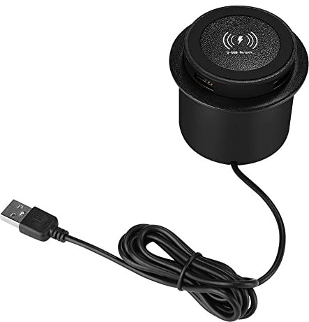 Glakyur 10W Fast Wireless Charger Pop-Up Desktop Embedded Fast Wireless Charger with USB Port Universal for Smartphone