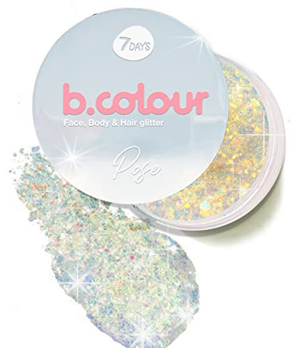 7Days Holographic Gold Face, Hair & Body Glitter Gel | Chunky Eye, Lip & Face Paint Shimmer | No Glue, Long-Lasting Makeup | 25g