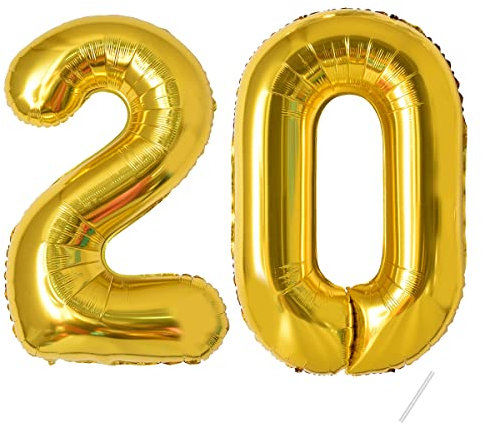 Zahlen luftballon 20 jahre | Gold Folienballon-40-101cm 20 Geburtstagsdeko - 20 Ballon Zahl Deko zum Geburtstag fliegt mit Helium 20.Geburtstag für Männer Frauen 20.Geburtstagsparty Jubiläum