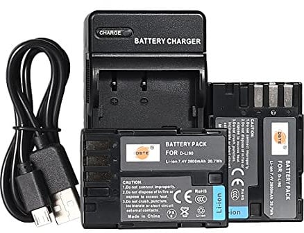 DSTE D-LI90 Lot de 2 batteries Li-ion et chargeur micro USB compatibles avec Pentax DLI90, D LI90, 645D, K-01, K-3, K-5, K-5 II, K-5 IIs, K-7