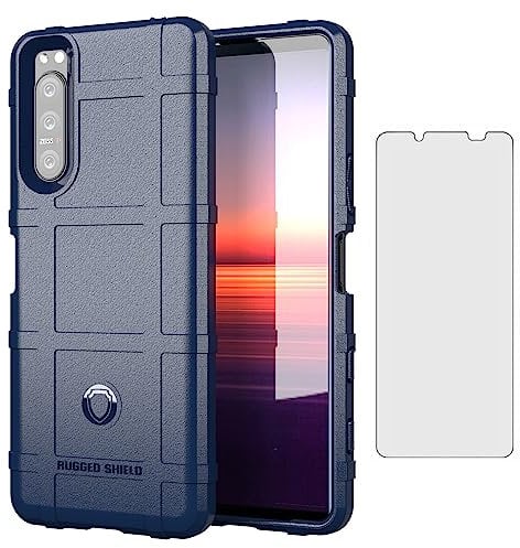 Asuwish Phone Case for Sony Xperia 5 II 2 / Experia 5II 5G with Tempered Glass Screen Protector Cover and Slim Thin Hard Mobile Film Cell Accessories Protective Experia5ii XQ-AS72 Women Men Blue