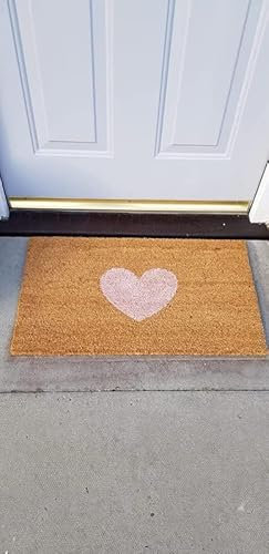 Heart Outdoor Doormat in Grey Or Pink Door Mat Shoe Mat Porch Decor 23.6x15.7 Inch
