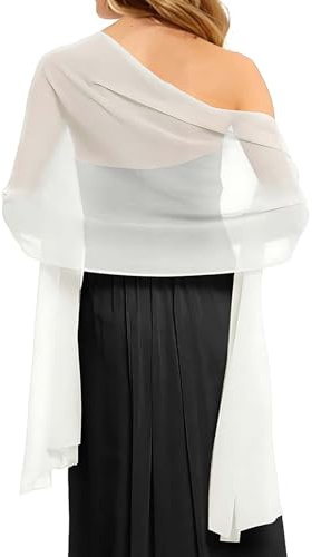 Women's Solid Chiffon Scarves Shawls Wraps for Bridal Wedding Party Evening Dress Gifts (White)