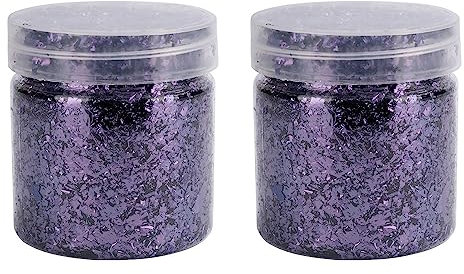 Ideen mit Herz Blattmetall-Flocken | Blattgold-Flakes zum Basteln | 2 Dosen mit je 3g (violett)
