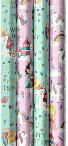 Einhorn Geschenkpapier Geschenkpapier - 200 X 70 cm - 4 Rollen