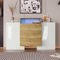 KecDuey Moderner Kommode,Sideboard, Schrank 140cm, Hochglanz-Weiß und Holzfarbe, Mehrfarbige LED-Lichteffekte. Stilvolle Aufbewahrungslösung