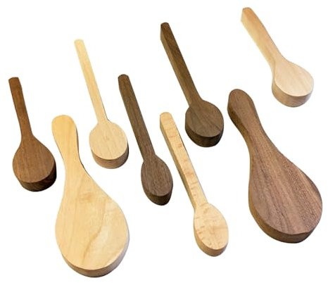 dcvbny Unfinished Wood Carving Spoon Kit, Blank Wooden Spoon for Whittling Unfinished Wood Blocks Carving Blanks Hobby Wood Carving Blocks Wooden Blank for Carving (8 PCS)