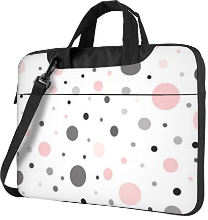 OPSREY Safari Tiere gedruckt Laptop Tasche Computer Tragbare Tasche Business Computer Rucksack, Modernes Punktemuster in Rosa, Grau, Weiß, 14 inch