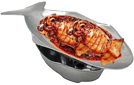 Aznever Fischförmiges Teller-Hot-Pot-Set,Fischschale Metall-Serviertabletts - Serviertabletts aus Metall in Fischplattenform im Thai-Stil für den Innenhof im Freien und die Küche im Innenbereich