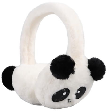 XIAOHAWANG Cache-Oreilles Moelleux Pliable en Peluche pour Femme et Garçon - D'Hiver pour Temps Froid, Panda, Taille Unique