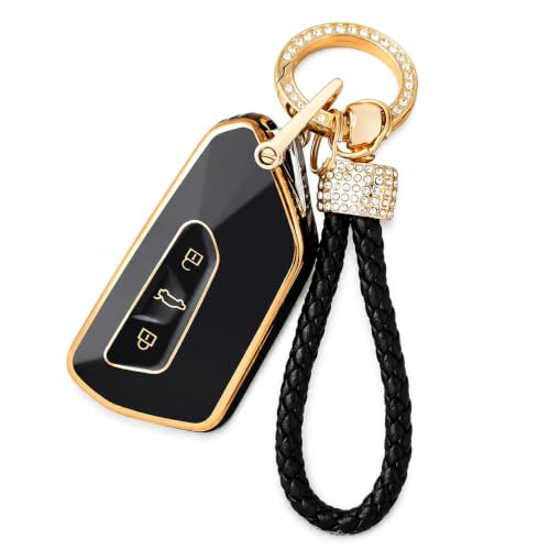 OFFCURVE Coque Cle avec Porte Clef Couvre Clé Cache Clef, Etui a Cles Étui à Clés Voiture pour VW Golf 8 GTE GTI ID.3 ID.4 Seat Leon Tarraco Ateca Skoda Octavia Cupra Formentor Born
