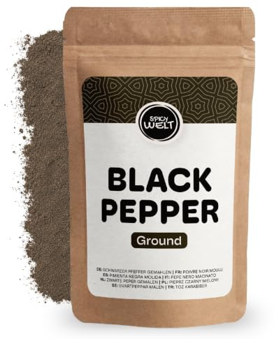 Spicy Welt Pimienta Negra Molida (250g) - Pimienta Negra en Polvo Fina – para Sazonar Carnes, Verduras y Salsas | Aromática, Intensa y Picante | 100% Natural & Sin Aditivos