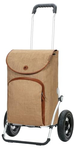 ANDERSEN Einkaufstrolley - Royal Shopper Reik beige 50 L geräumig, Leder, Aluminium, klappbar, luftbereiftes Kugellagerrad
