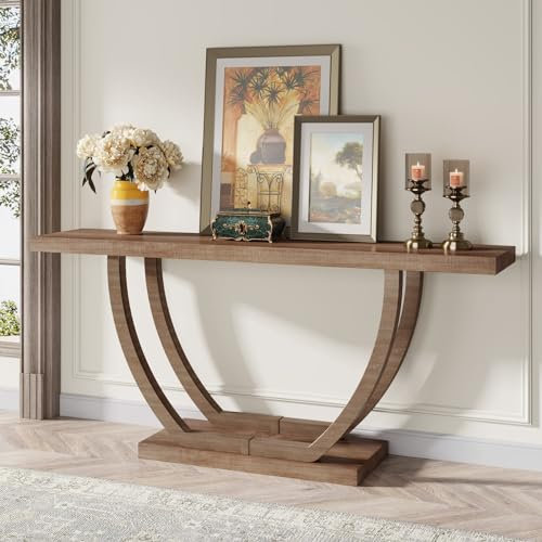 Tribesigns Table Console Industrielle, Table Canapé 140 cm en Bois de Ferme, Tables d'accentuation épaisses pour Salon, Foyer Couloir, 30 x 80 x 140 cm, Marron