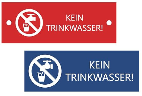 Schild KEIN TRINKWASSER 70x25mm | selbstklebend oder Bohrungen Löcher Schrauben mehrere Farben wetterfest UV-beständig für Wasserhahn außen