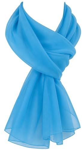 World of Shawls Chiffon-Schals für Hochzeit, Party, besondere Anlässe, einfarbiger Halstuch, weiches Kopftuch, Mädchen, Kopftuch, durchsichtig, 45 x 160 cm, türkis, 90 x 190 Cms