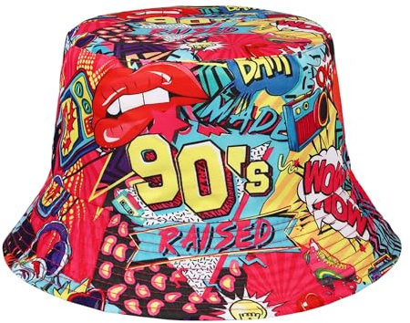 Manfnee Fischerhüte Bucket Hat Retro 80er 90er Jahre Stil Modische Fischerhut Unisex Reversibel Anglerhut Doppelseitig Sonnenhut