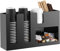 6 Compartment Coffee Condiment and Cup Storage Organizer, Paper Cup and Lid Holder with Straw Organizer, Disposable Coffee Cup Dispenser for Countertop Coffee Station Bar Accessories Breakroom, Black