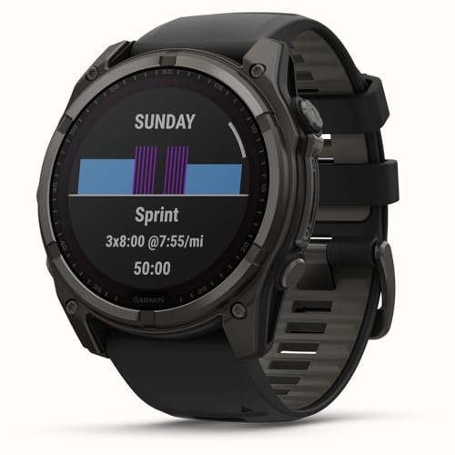 Garmin Solar Charging Smartwatch Fenix 8-51 MM | Touchscreen Multiband GPS-Uhr mit bis zu 48 Tagen Akkulaufzeit im Smartwatch-Modus | Eingebaute LED-Taschenlampe, Lautsprecher und Mikrofon