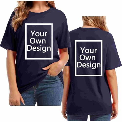 Personalised T Shirts for Women and Men - Summer Tops with Custom Print Front and Back - Create Your Own Text and Image T Shirt - Unisex Plus Size Gift UK