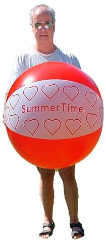 Generisch NEU aufblasbarer Wasserball in XL Größe in Rot/Weiß mit Summer Time Aufdruck ~100 cm