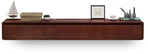 GXXINGIN Floating TV Cabinet for 47-100 inch TVs, TV Console Unit with 2 Drawers, TV Stand with Shelving for Living Room, Entertainment Room(Brown,220cm)