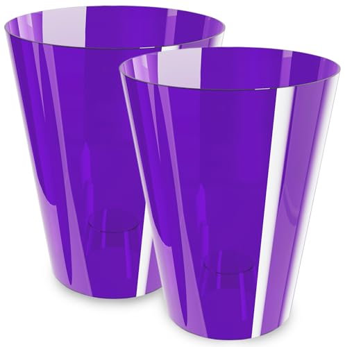 PECZEKO Orchideentopf Übertopf, 2er-Pack, transparent, Blumentopf, Blumenkübel für Orchidee, Pflanzentopf aus Kunststoff, Moderne, schlanke, Runde Form - 2er-Set - (Lila ø 12 cm)