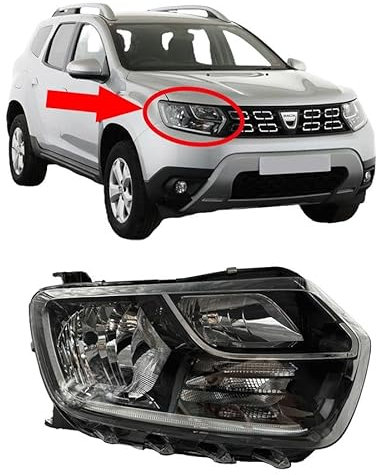 Generic LED Headlight Right for Dacia Duster 2017 Onwards, White, Front Right, Clear Lens, Polycarbonate Material
