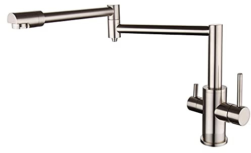 DRFGNF Grifo de Cocina de 3 vías Plegable de latón con rotación de Agua Potable por ósmosis Grifos de Fregadero de Cocina 3 en 1 - Negro