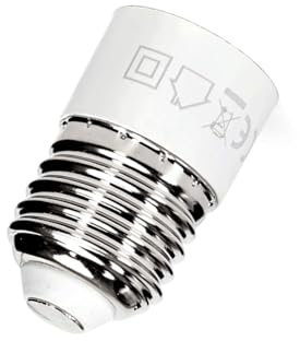 VoltShine B1225318 Adaptateur de douille E27 vers E14, blanc, convertit les ampoules de différentes bases, idéal pour une utilisation à la maison et au bureau, Image