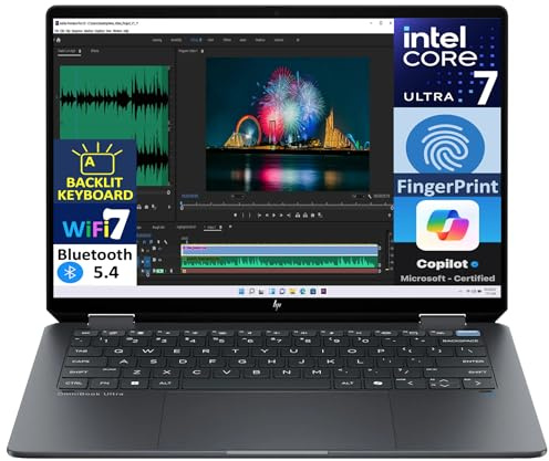 HP OmniBook Ultra Flip 2-in-1 Laptop Touchscreen da 14 Display 2.8K (Intel Ultra 7-256V, 16GB LPDDR5, SSD 1TB, KB retroilluminato, Impronta digitale, 2 Thunderbolt 4, WiFi 7, webcam, Bluetooth 5.4