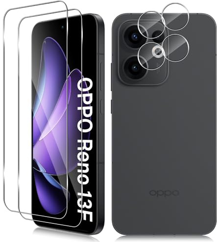 Vanrain Verre Trempé pour OPPO Reno 13 FS 5G/Reno 13 F 5G, 2+2 Pièces Protection D'écran Film et Caméra Arrière Protecteur, 9H Dureté Film Haute Définition Sans Bulles